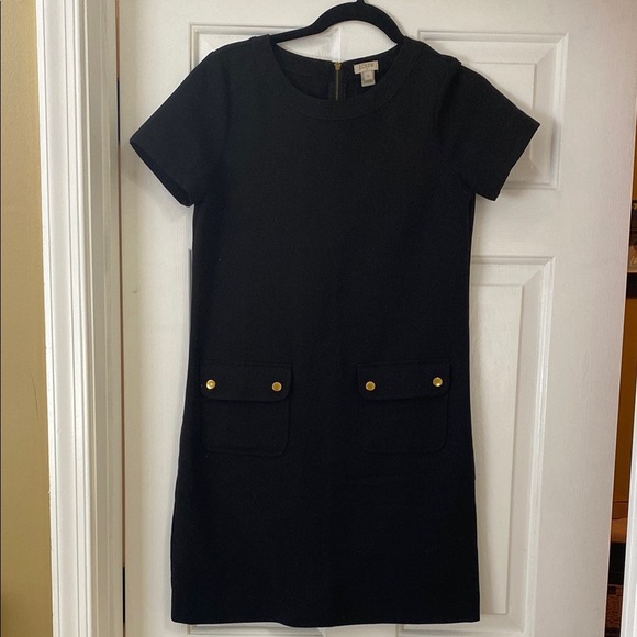 J. Crew Black and Gold Buttoned Sheath Mini Dress - Picture 1 of 3